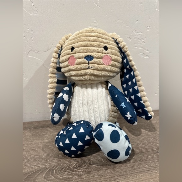NO SOUND BOX Wee Believers 12” Bunny Rabbit Plush Blue Lovey Easter Dots Stars - Picture 1 of 6
